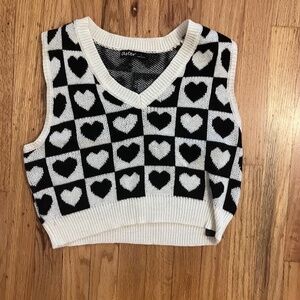 Checkered Heart Sweater Vest